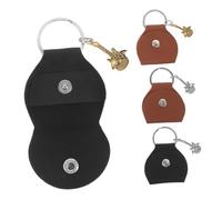 Mikinona 4pcs Portable PU Guitar Pick Case with Keyring Reusable Plectrum Storage Organizer Bag for Guitar Bass Mandolin Lightweight Compact Pick Holder for Musicians The Move