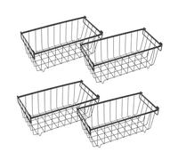 Mikinona 4pcs Refrigerator Wire Storage Basket Handles Freezer Organizer Bins for Food Fruits Vegetables Freezer Baskets for Chest