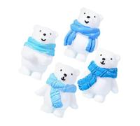 Mikinona 4Pcs Resin Miniature Polar Bear Figurines Animal Decor for Garden Car Lawn Balcony Creative Tiny Resin Animal Ornaments for Winter Scene Craft