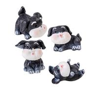 Mikinona 4Pcs Resin Miniature Schnauzer Dog Figurines Realistic Animal Statues for Micro Landscape Desktop Garden Decoration Compact Puppy Ornaments for Birthday Party Cake Toppers