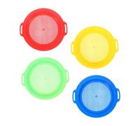 Mikinona 4pcs Sand Sifter Plastic Mesh Beach for Outdoor Play Efficient Soil and Compost Sieve Pan Safe PP Material in Yellow Red Green Blue for Summer Fun