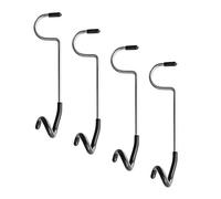 Mikinona 4pcs Stainless Steel Metal Pole Hooks with Rubber Grip, Easy to Install and Remove, Abrasion Protection Light Hooks for Camping Light and Clothes, for Hiking and Gathering Outdoors