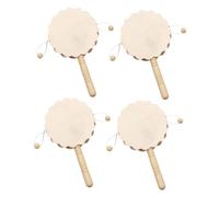 Mikinona 4pcs Wooden Rattle Drum DIY Painting Craft for Unfinished Handheld Shaker Instrument Smooth Surface Educational to Enhance Creativity and Fine Motor Skills