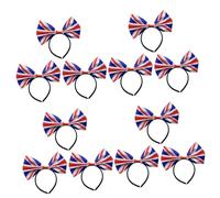 Mikinona 4sets Uk Flag Bow Headband Large England Flag Union Jack Hair Clip Bow Hair Hoop Festival Headwear Clothing 3pcs*4