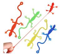 Mikinona 5 Pcs Stretchy Lizard Soft Tpr Sticky Figurines for Squishy Party Bag Fillers Lightweight Wall Stickers Fun Squeeze and Twist Animals for Entertainment