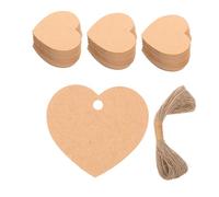 Mikinona 500pcs Heart Shaped Kraft Paper Tags with String Rustic Blank Label Tags for DIY Wedding Valentine Party Decorations and Small Business Packaging