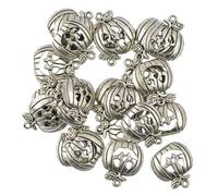 Mikinona 50pcs Antique Silver Alloy Smile Face Shaped Pumpkin Pendant DIY Halloween Jewelry Findings for Earrings Making and Bracelets Making with Vintage Design