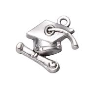Mikinona 50pcs Creative DIY Charm Pendant Set Featuring Graduation Doctor Hat Pendant Charm in Silver Alloy the Graduation Period Suitable for Necklace and Bracelet Accessories