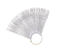 Mikinona 50pcs Nail Art Display Card Fan Shaped Nail Tips Palette Squeeze Bottles for Liquids Practice Sticks for Beginners Boys and Girls Sector Palette