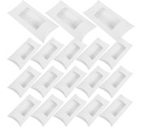 Mikinona 50Pcs White Pillow Boxes with Window for Candy Cookies Chocolate Packaging, 16X7.8X2.5Cm Paper Boxes for Bakery, Sweets, Jewelry Display and Party Favors