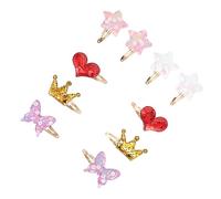 Mikinona 5Pairs Sequin Hair Clips for Lovely Crown Heart Star Hair Accessories for Parties Birthdays and Daily Wear