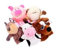 Mikinona 5pcs Animal Hand Puppets for Boys and Girls, Fabric Finger Puppet Toys Set with Pig, Cow, Sheep, Wolf and Dog, Interactive Storytelling Play for Boys and Girls, Parent-child Games