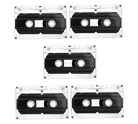 Mikinona 5pcs Blank Cassette Tapes with Transparent Hard Shell Double Sided Audio Recording for Music Speech Teaching and DIY Retro Party Surprises