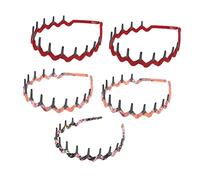 Mikinona 5pcs Chiffon Leopard Print Ear Headband Comb Hair Hoop Wavy Headband for Women Men Unisex Plastic Shark Tooth Hair Band Fashion Accessories