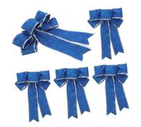 Mikinona 5pcs Christmas Bow Christmas Ribbon Country Decorations Gift Jumbo Ornaments Organza Ribbon for Crafts Presents Outdoor Decor Blue