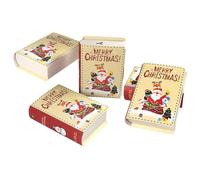 Mikinona 5Pcs Christmas Paper Candy Boxes Set, Small Xmas Goodie Boxes with Enchanted Book Design, Festive Candy Containers for Christmas Party Packaging