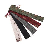 Mikinona 5pcs Handmade Cotton Folding Fan Pouch Vintage Chinese Style Protective Fan Storage Bags Khaki Gray Black Red Green Durable Drawstring Covers for Travel Festivals and Gift Giving