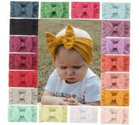 Mikinona 5PCS Headbands Bowknot Nylon Soft Breathable Hair Accessories for Textured Jacquard Headdress in White Beige Flesh Pink Mint Green Grey Safe Skin-friendly Design