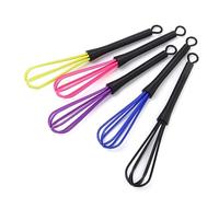 Mikinona 5pcs Plastic Balloon Whisk Mini Hairdresser Mixer for Salon Dye Mixing Portable Stirrer with Black Handle Random Color for Hair Coloring and Kitchen Use Random Color