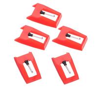 Mikinona 5pcs Red Stylus Needles Replacement for Record Player Turntables Phonograph Gramophone Vinyl Needle Accessory Compatible with Vintage and Modern Players