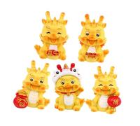 Mikinona 5Pcs Resin Dragon Figurines Cartoon Zodiac Statues Adorable Chinese Year Decoration Desktop Lawn Ornament with Fine Detail and Creative Modeling