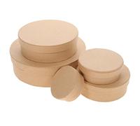 Mikinona 5Pcs Round Kraft Paper Boxes Durable DIY Packaging Containers for Wedding Favors Cookies Candies Snacks Storage Mailing Gift Boxes for Parties and Events