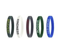 Mikinona 5PCS Silicone Bangles English Courage Wisdom Faith Inspirational Style for Women Men Mixed Colors
