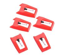 Mikinona 5pcs Universal Turntable Stylus Needles Replacement for Gramophone Record Player Cartridge, Red Diamond Phono Needle Compatible Vinyl Record Players