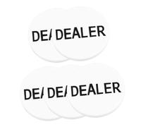Mikinona 5Pcs White Dealer Button Poker Chips Multifunctional Bingo Game Tokens Counting Discs for Gambling and Math Learning with Smooth Surface Material