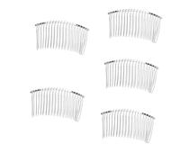 Mikinona 5sets Silver Metal Hair Comb for Veil 7.8cm Sectioning Comb Bridal Wedding Veil 3pcs*5