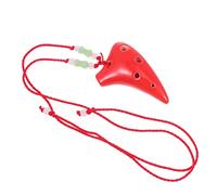 Mikinona 6-hole Mini Ocarina Flute in Red Portable Ethnic Instrument for Beginners Songbook