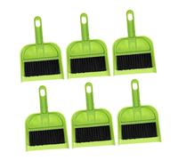 Mikinona 6 Sets Mini Desktop Cleaning Broom and Dustpan for Home Use Candy Green Compact Sweeping Brush with Pointed Bristles for Keyboard Car Interior Bed and Household Debris Cleaning