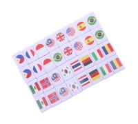 Mikinona 64pcs Portable National Flags Mahjong Tiles Set Travel Two Player Board Game Educational Geography Matching Tiles for Couples Family Coffee Table Strategy Game