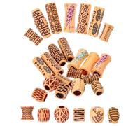 Mikinona 65pcs Wooden Beads for Hair Braids Dreadlocks Large Hole Craft Beads Hair Extensions Accessories for Styling and DIY Crafts
