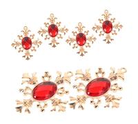 Mikinona 6pcs Alloy Baroque Crown Cross Charms Pendants DIY Jewelry Supplies for Necklace Bracelet Earring Making Vintage Red Rhinestone Accessories