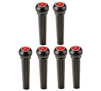 Mikinona 6pcs Black Guitar Bridge Pins Red Cat Eye Inlay Plastic String Fixing Pegs Set for Acoustic Guitar for String Tuning and Bridge Repair