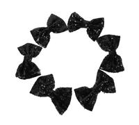 Mikinona 6pcs Black Sequin Bow Hair Clips for Lightweight Barrette with Secure Grip Stylish Large Bow Accessories for Everyday Wear Parties and Events