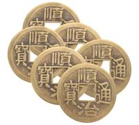 Mikinona 6pcs Brass Chinese Coins DIY Car Pendant Copper Feng Shui Knot Craft for Auspicious Luck Decorations Vintage Style Divination Coins for Success and Wealth