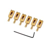 Mikinona 6pcs Brass Compensated Bridge Saddles with Wrench for Electric Guitar Bass Enhanced Intonation Durable Plate for Improved Resonance Sustain
