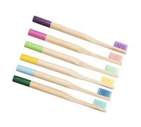 Mikinona 6PCS Colorful Bamboo Handle Soft Bristle Toothbrush for Ergonomic Design Natural Material for Childrens Oral Health Yellow Purple Green Blue Pink