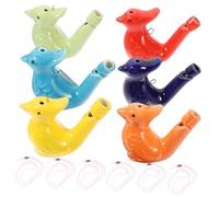 Mikinona 6pcs Colorful Ceramic Bird Whistles Water Whistle for Bath Musical Instruments Party Favors Birthday with Random Colored Strings Random Color