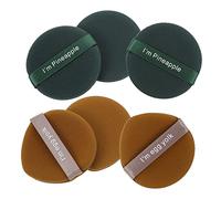 Mikinona 6pcs Dual-sided Soft Cosmetic Cushion Powder Puff Set for Face and Body Makeup, Dry and Wet Use, Cream and Pineapple Shape for Loose and Pressed Foundation Application