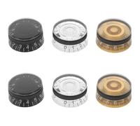 Mikinona 6Pcs Electric Guitar Control Knobs Set - Plastic Potentiometer Dome Caps for Volume and Tone Control - Includes Black, Gold, and Black Marked Knobs - Replacement Parts for Guitar