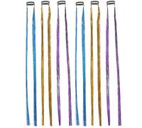 Mikinona 6Pcs Glitter Hair Tinsel Strands Extensions for Sparkly Braiding Fairy Hair Glitter for Festivals and Parties Lake