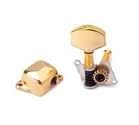 Mikinona 6pcs Golden Square Head String Tuning Pegs for Acoustic Electric Guitar Semi-closed Design Lr Configuration Accurate Tuning Keys for Bass Guitar Accessories