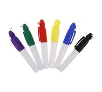 Mikinona 6pcs Golf Ball Marker Pens Set with Fine Point Tips, Permanent Golf Ball Line Markers in Yellow Green Blue Purple Red Black, Mini Metal Ring Keychain Pens for On-course Alignment