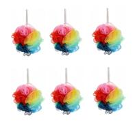 Mikinona 6pcs Gradient Shower Balls Bath Poufs Soft Exfoliating Sponge for Shower Gel Rich Lather Bathroom Accessories Colorful Random