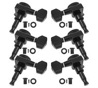 Mikinona 6pcs Guitar String Buttons with Lock Function Closed Back Electric Guitar Tuners Black String Turners for 1:18 Scale Models