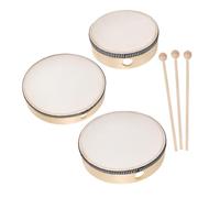 Mikinona 6pcs Hand Drum Set with Sticks Wood Frame Percussion Instruments for Rhythm Learning Hand Eye Coordination and Music Education Boys