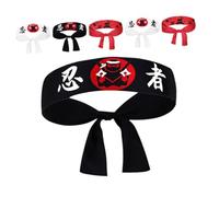 Mikinona 6pcs Japanese Headbands with Unique Ninja Print Adjustable Fit for Men Women Samurai Cosplay and Karate Training Chef Cooking Sushi Party Accessories